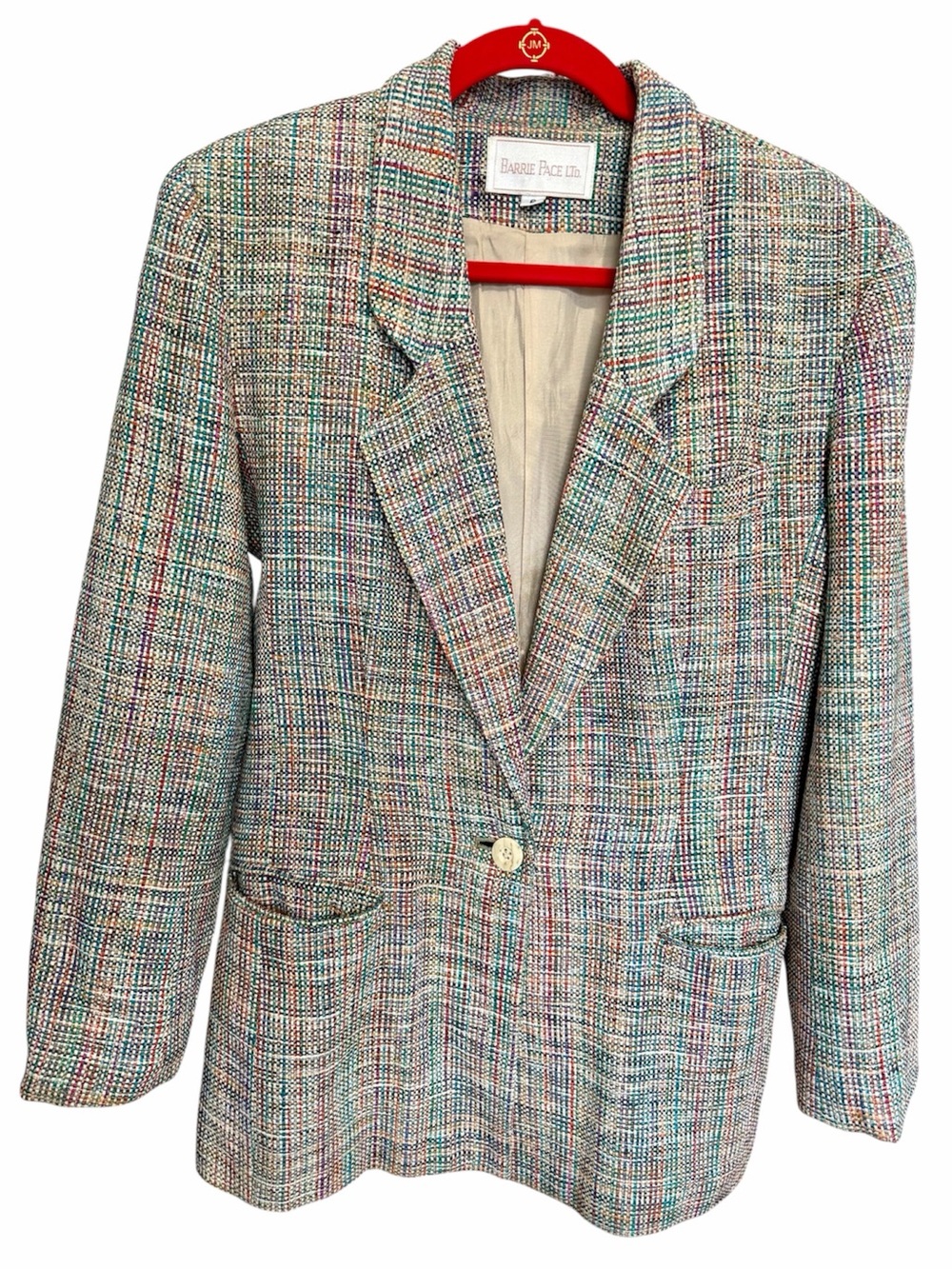 Barrie Pace Ltd 100% Silk Confetti Multicolor Blazer | Size 8 | RN 76971